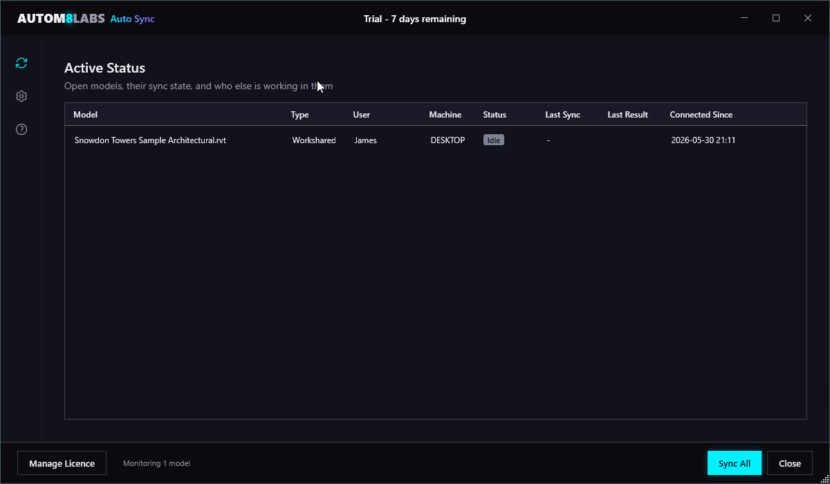 Configuring Auto Sync to synchronise and relinquish on a schedule