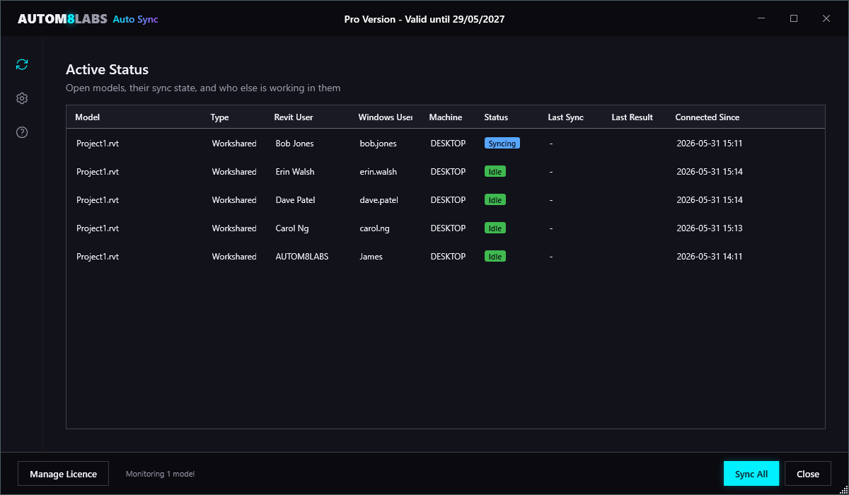 Sync request queued while another user is syncing, then executed automatically
